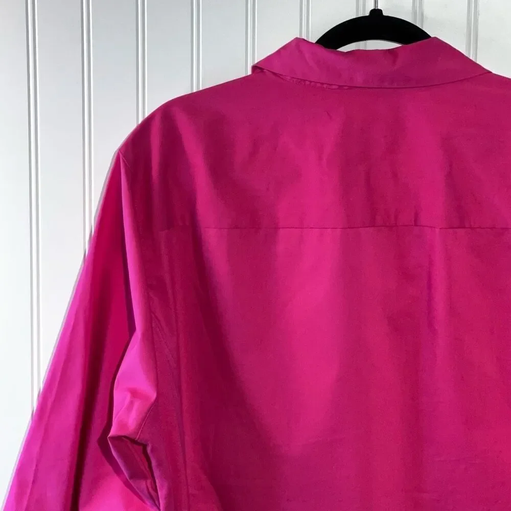 Zac & Rachel Pleated Button Down Top Women’s 3X-Large Pink Long Sleeve V-Neck - Picture 9 of 11